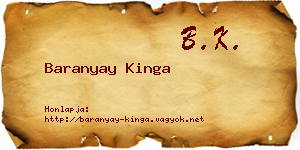 Baranyay Kinga névjegykártya